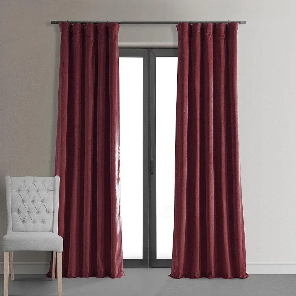 Signature Burgundy Blackout Velvet Curtain Single Panel, 50